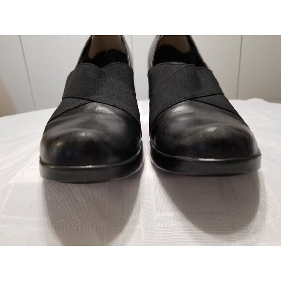 Dansko Black Leather Slip On Block Heels Shoes Women's 41 / 9.5 M - Picture 6 of 9
